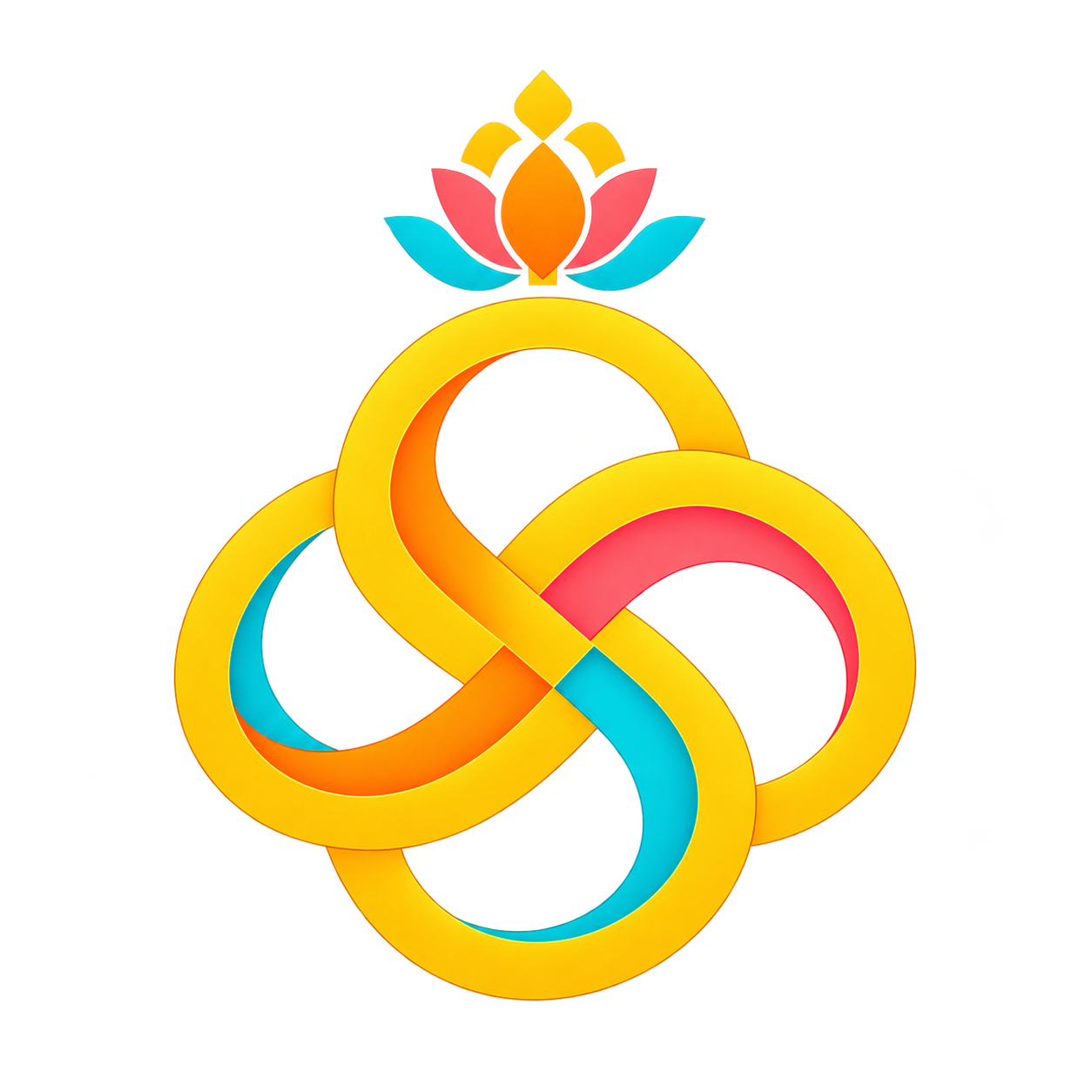 The Sarvalekha umbrella emblem, with a personal lotus above an interwoven ribbon